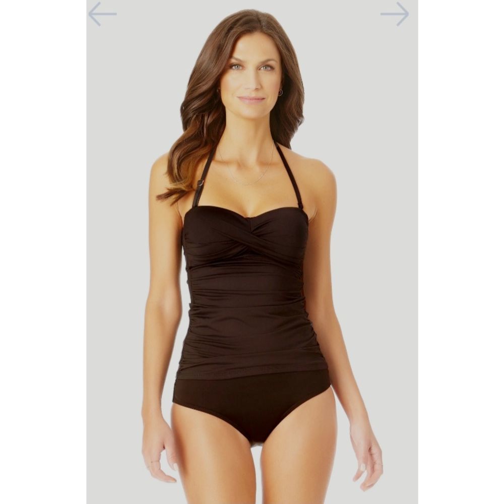Anne Cole Twist Front Ruched Tankini Top